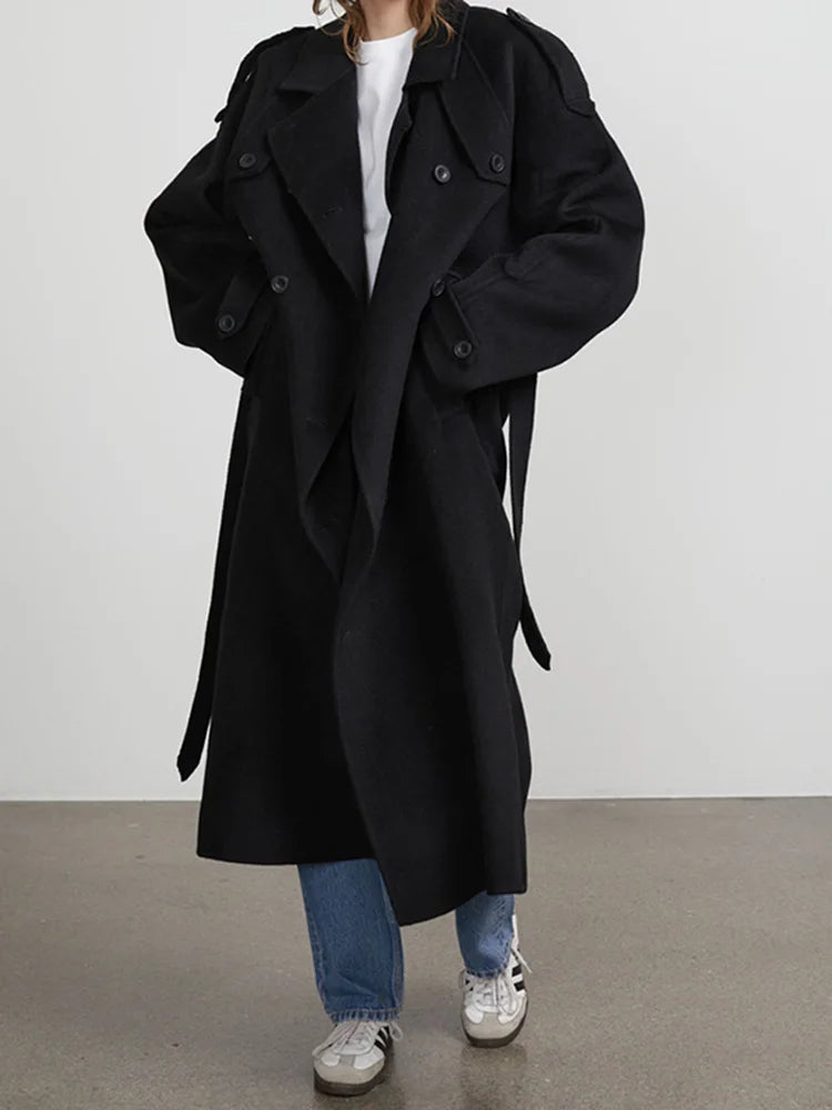 103 - Damen Zweireiher Mantel mit Revers