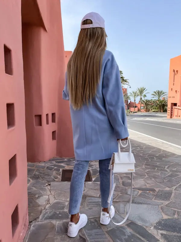 098 - Damen Zweireiher Mantel Lang Elegant