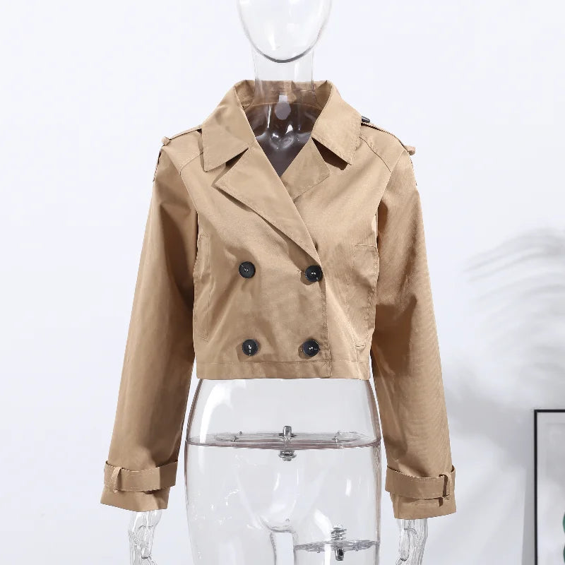 072 - Kurzer Damen-Trenchcoat – Zweireihig & Modern