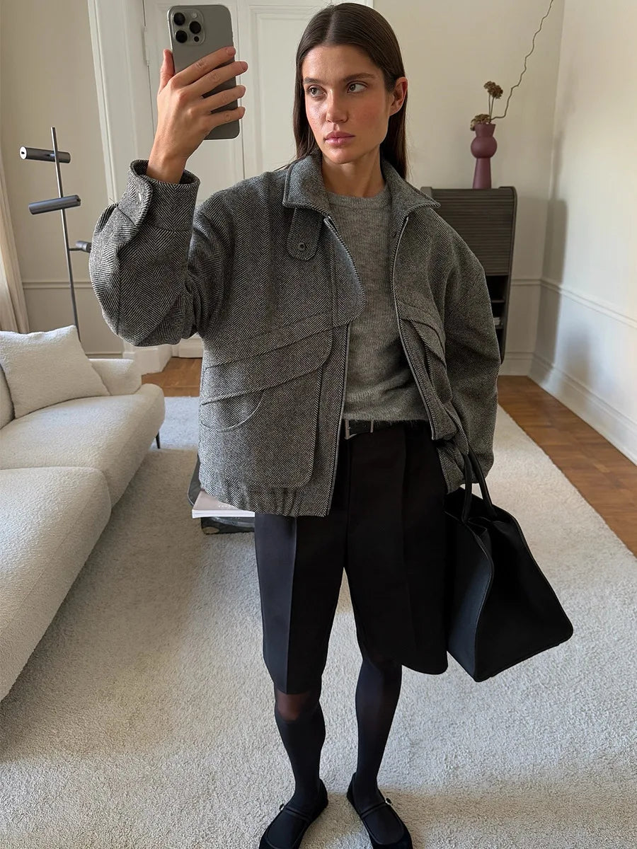 062 - Patchwork-Zip-Jacke Damen – Urban & Modern