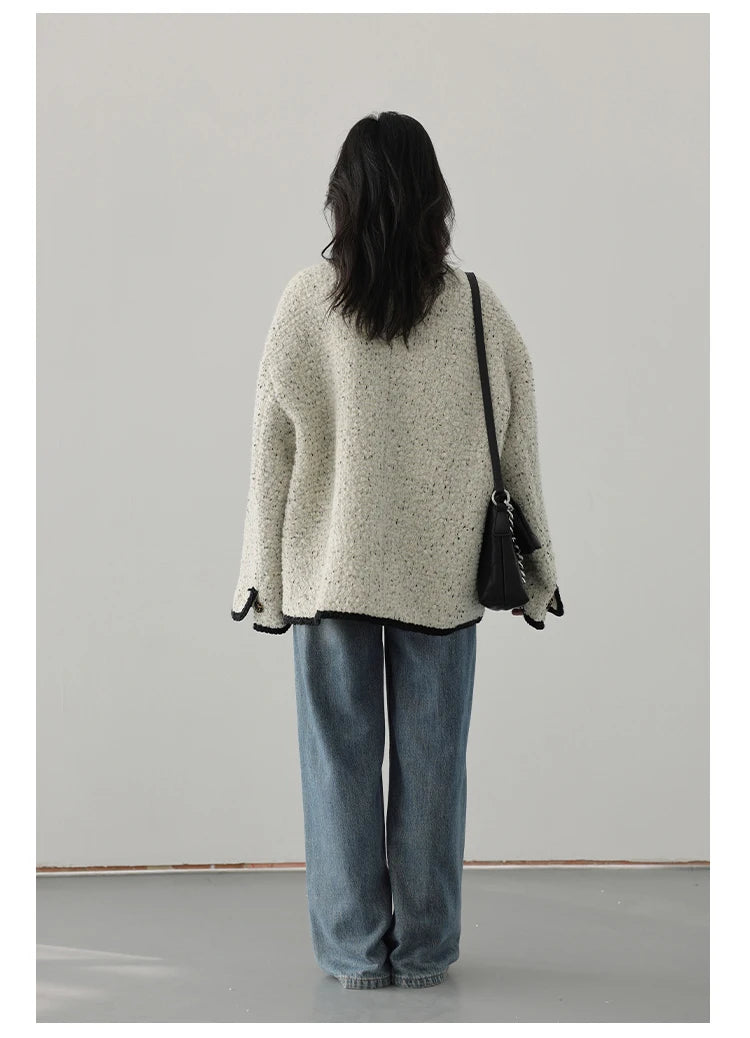 108 - Damen Wollmantel mit V-Ausschnitt Vintage