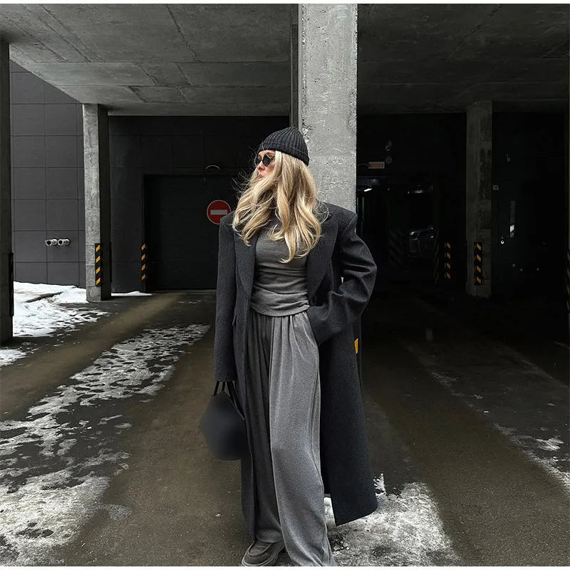 008 - Lange Wildlederjacke Damen – Modern & Elegant