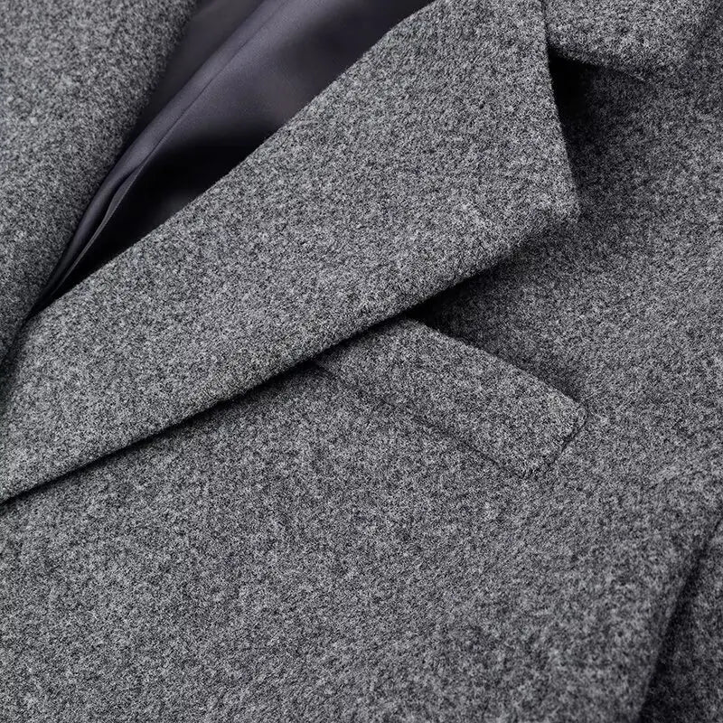 115 - Damen Langer Trenchcoat Zweireiher Elegant