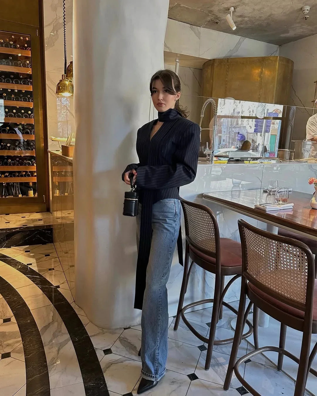 034 - Gestreifter Blazermantel Damen – Elegant & Tailliert