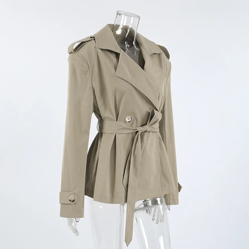 016 -  Bindegürtel Trenchcoat Damen – Elegant & Modern