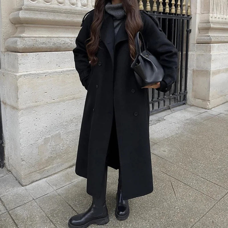 103 - Damen Zweireiher Mantel mit Revers