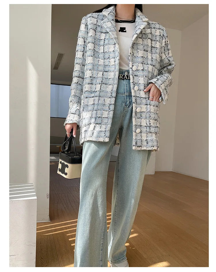 021 - Tweedmantel Damen – Kariert & Elegant