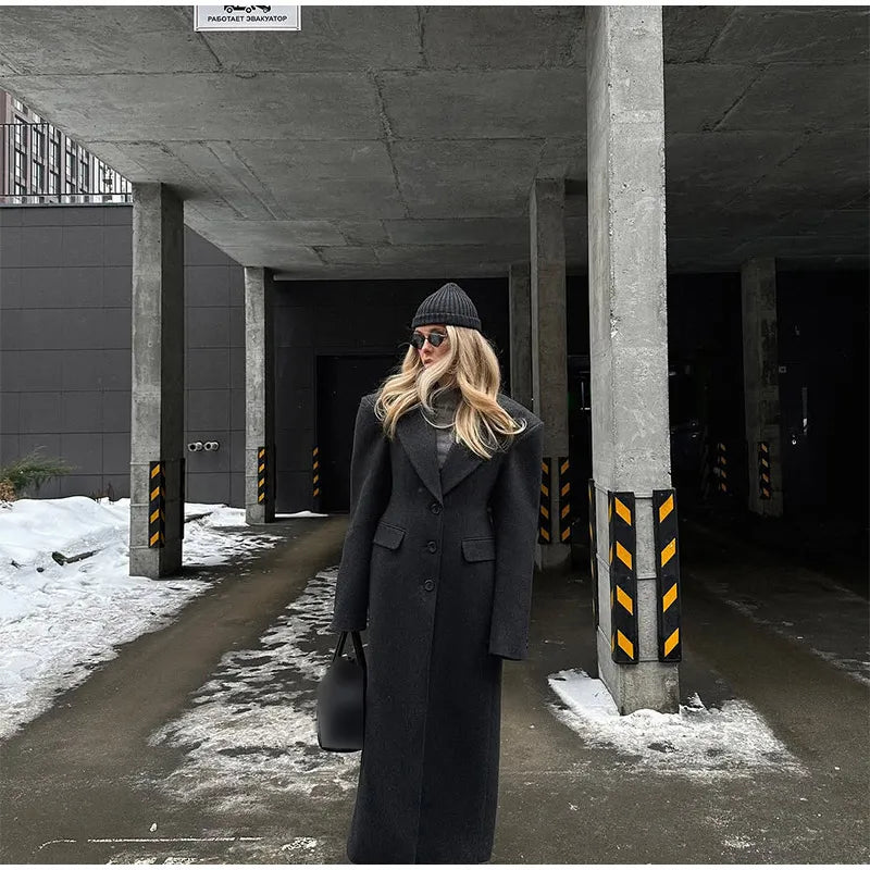 008 - Lange Wildlederjacke Damen – Modern & Elegant