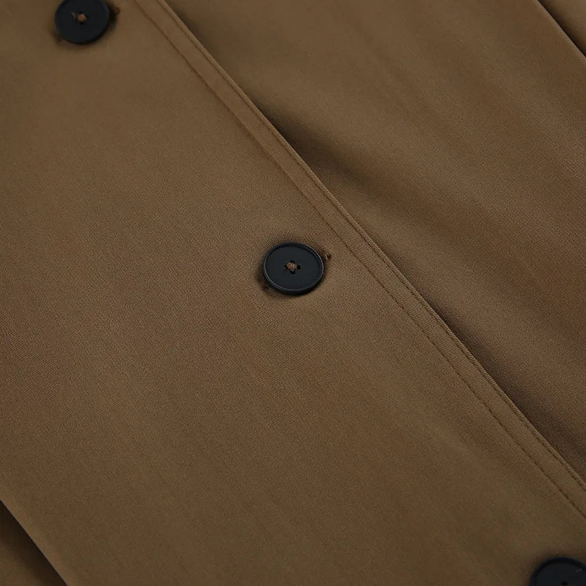 114 - Damen Kurzer Trenchcoat Mit Revers & Knopfverschluss