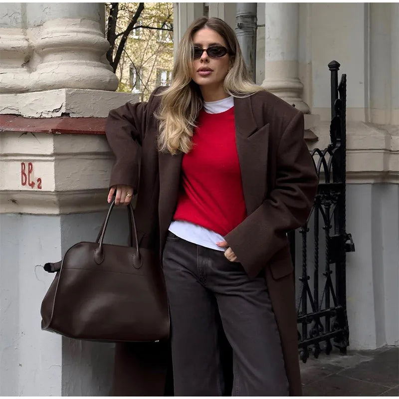 008 - Lange Wildlederjacke Damen – Modern & Elegant