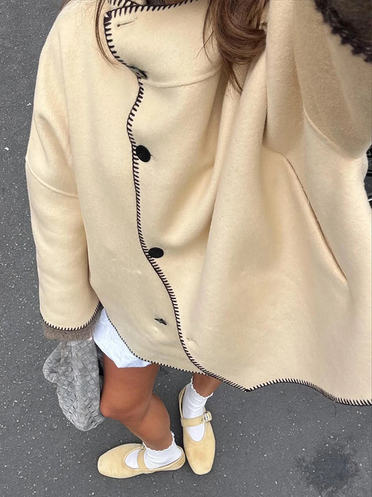 082 - Damen Mantel mit hohem Kragen – Eleganter Casual Style