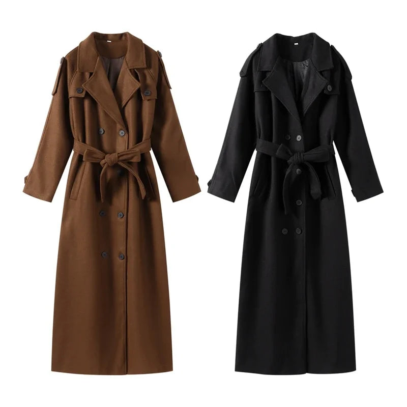 103 - Damen Zweireiher Mantel mit Revers