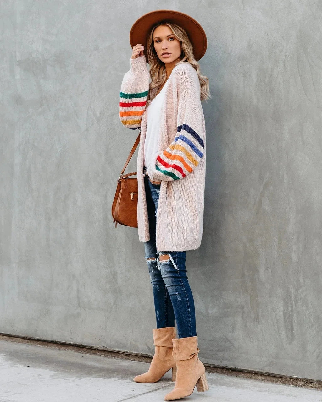 118 - Strick Cardigan Damen Mittellang Elegant