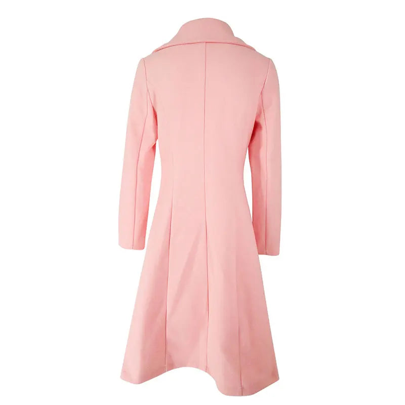 145 - Damen Zweireiher Mantel Lang & Elegant