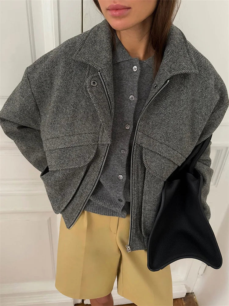 062 - Patchwork-Zip-Jacke Damen – Urban & Modern