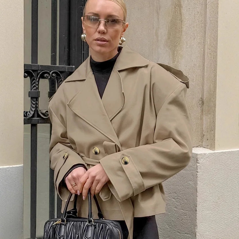 016 -  Bindegürtel Trenchcoat Damen – Elegant & Modern