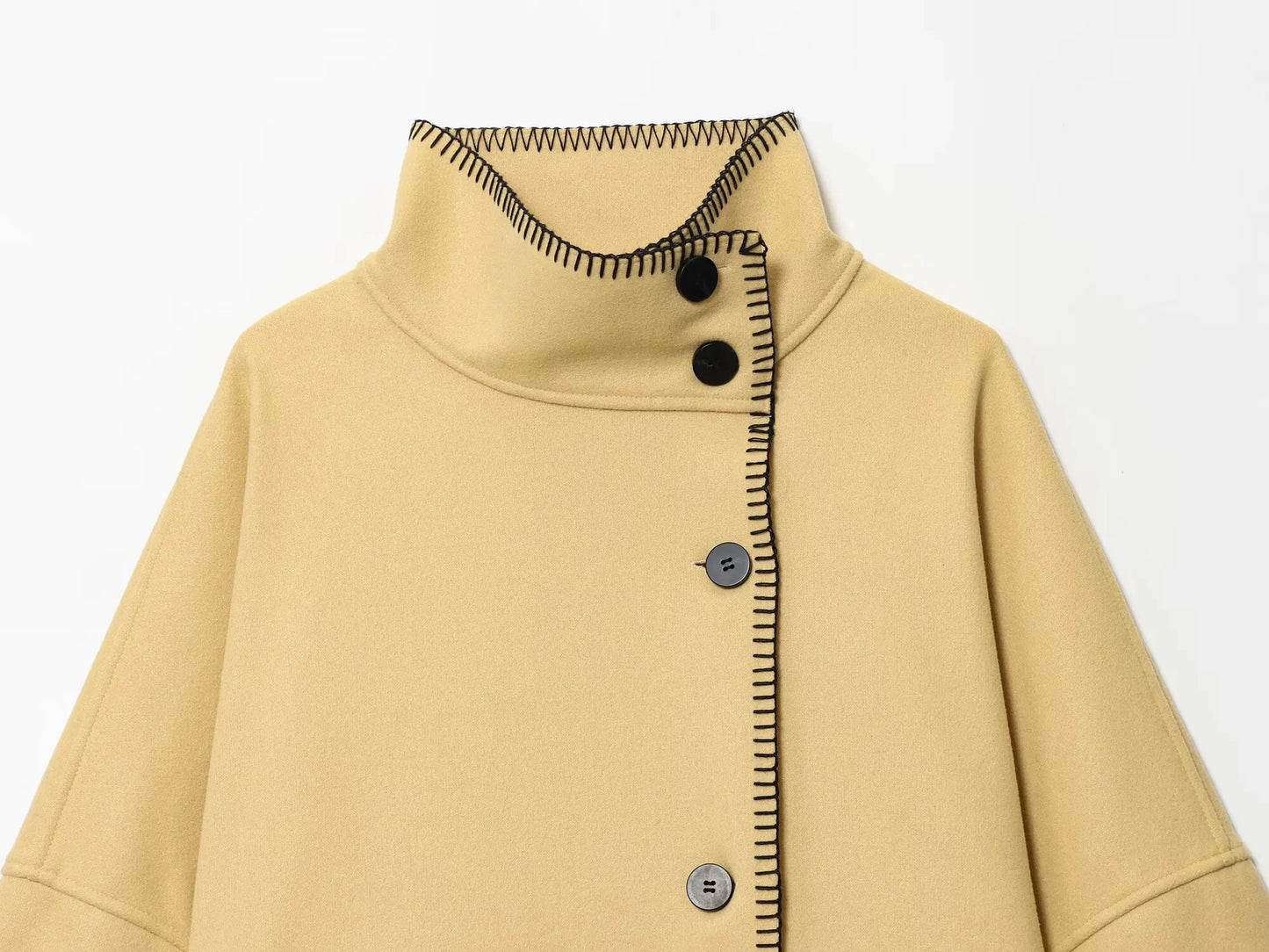 082 - Damen Mantel mit hohem Kragen – Eleganter Casual Style