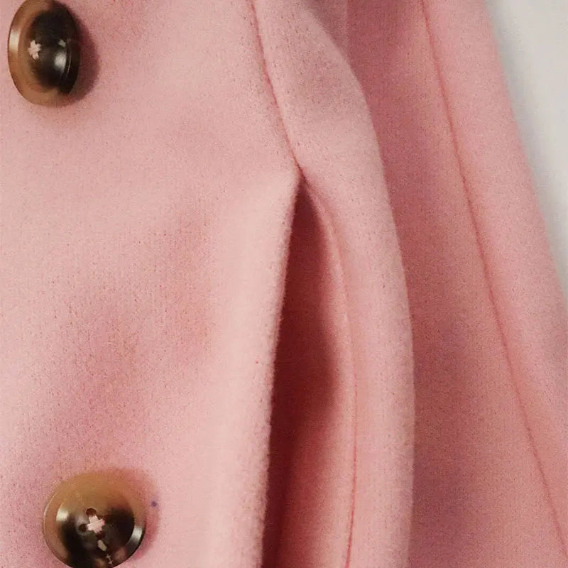 145 - Damen Zweireiher Mantel Lang & Elegant