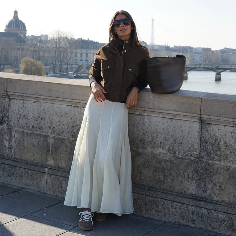 055 - Suede Bomber Jacket Damen – Modern & Stylisch