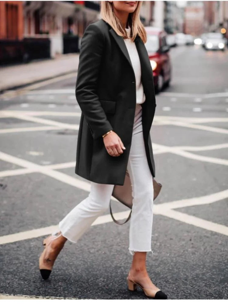 110 - Damen Wollmix Mantel Lang Mit Gürtel