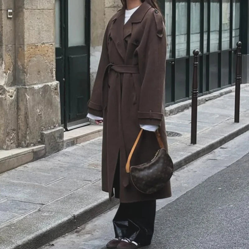 103 - Damen Zweireiher Mantel mit Revers