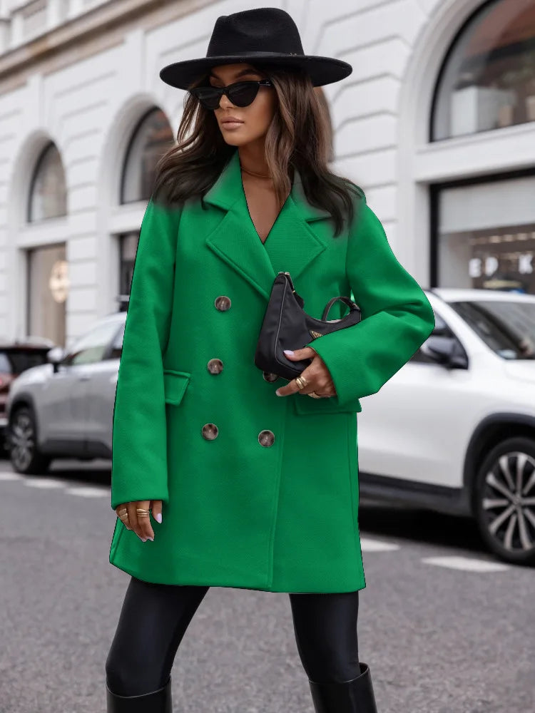 143 - Tweed Mantel Damen Zweireihig Winter