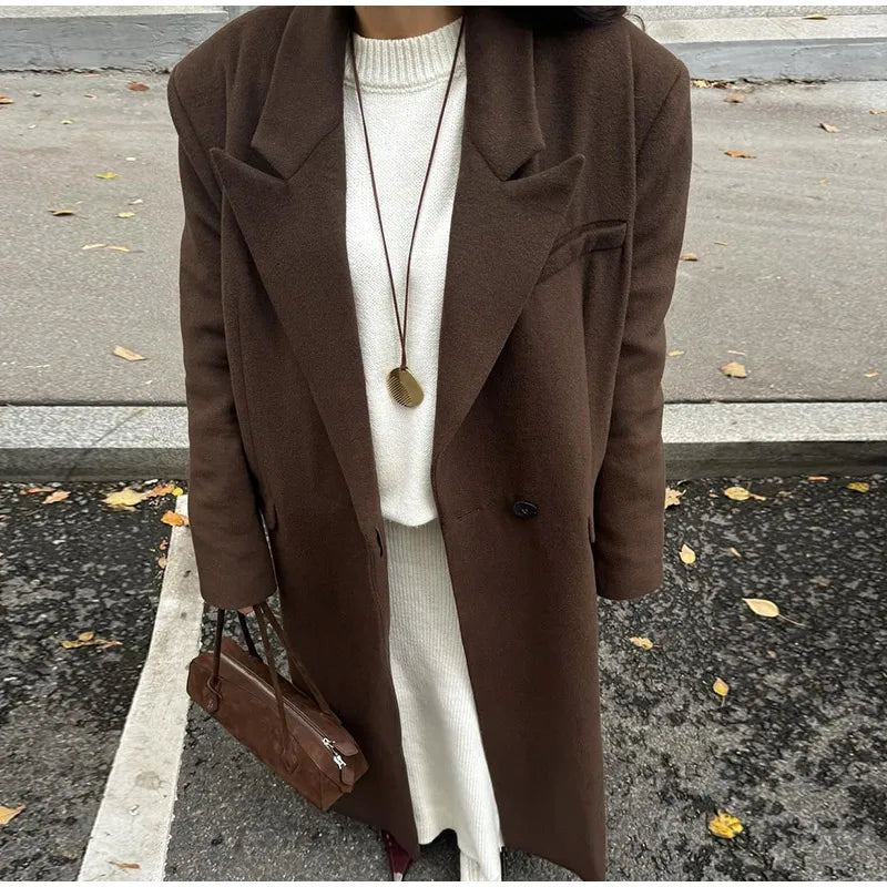 008 - Lange Wildlederjacke Damen – Modern & Elegant