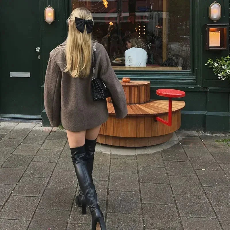 099 - Kurzer Wollblazer Damen Zweireihig