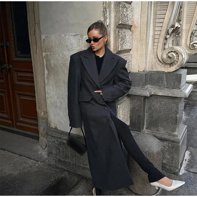 008 - Lange Wildlederjacke Damen – Modern & Elegant