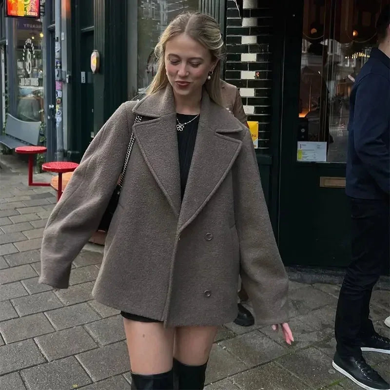 099 - Kurzer Wollblazer Damen Zweireihig