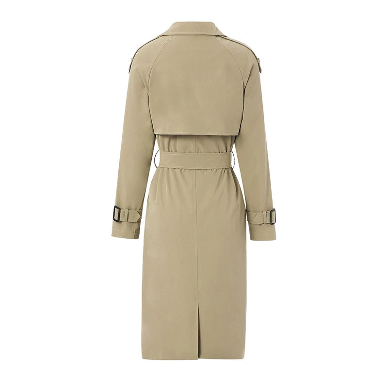 003 - Langer Damen-Trenchcoat – Elegant & Mit Gürtel