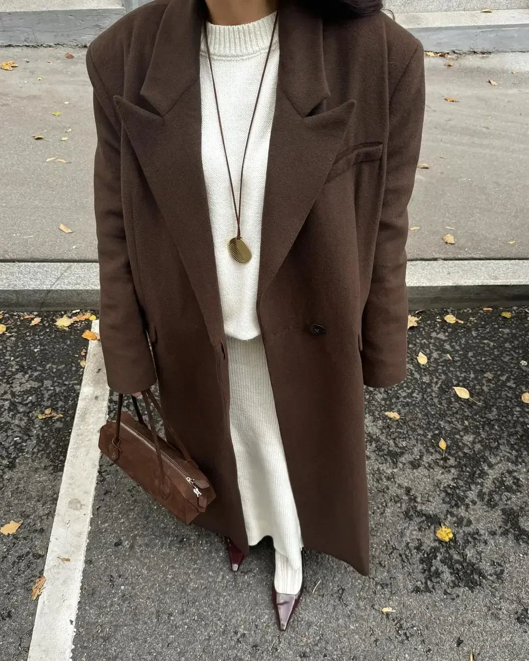 008 - Lange Wildlederjacke Damen – Modern & Elegant