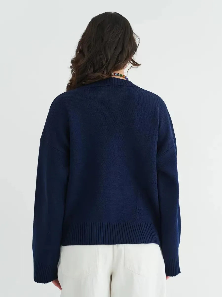 120 - V-Ausschnitt Strickcardigan Damen