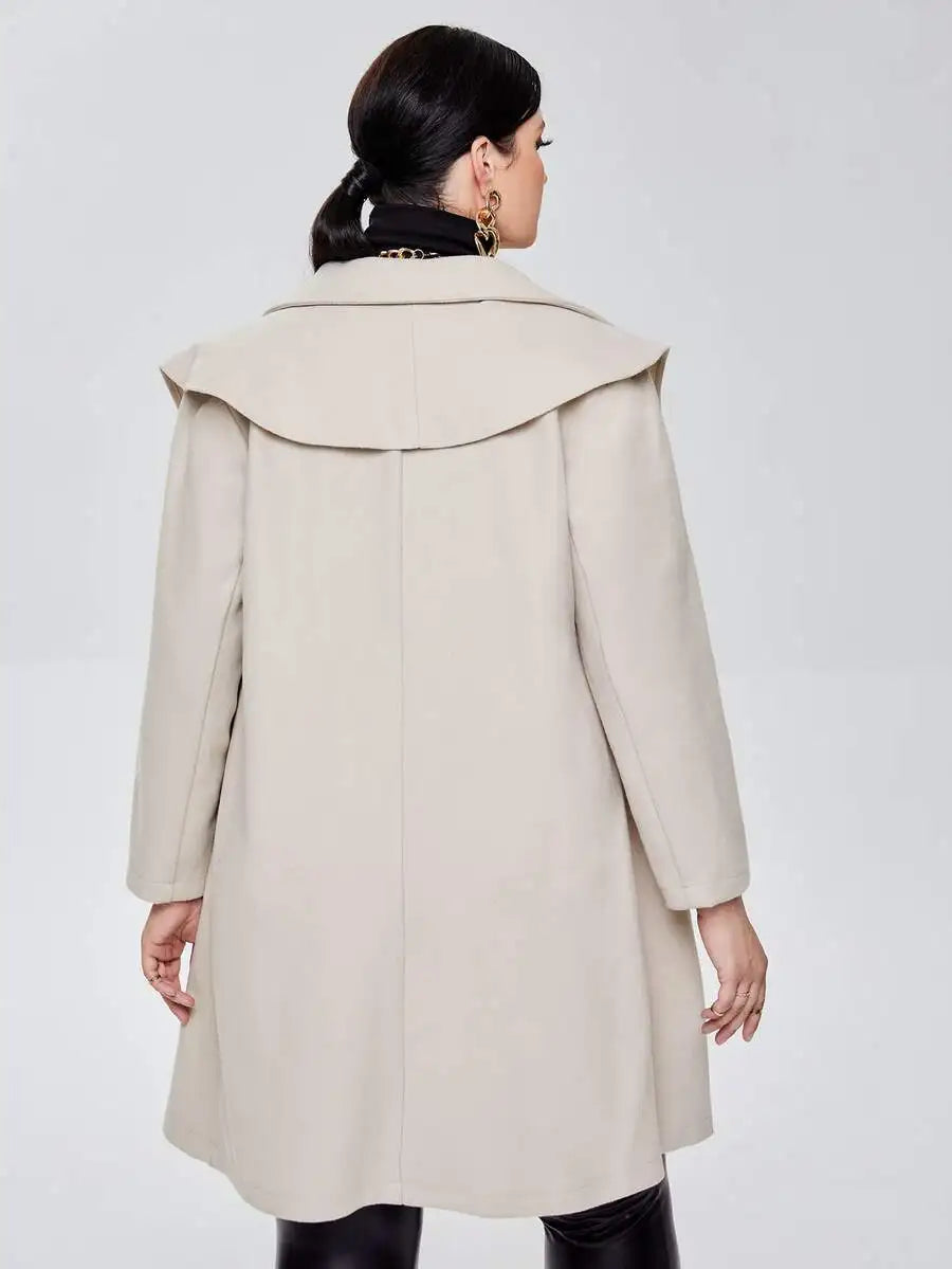 096 - Damenmantel Lang mit großem Kragen