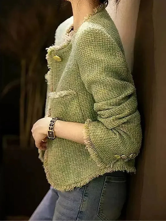 076 - Tweed Rundhalsjacke — Elegant & Casual