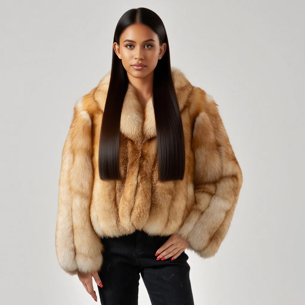 000 - Echter Fuchspelz-Mantel für Damen – Warm & Elegant