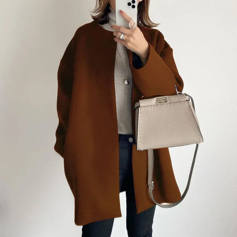 086 - Mid-Langer Wollmantel Damen