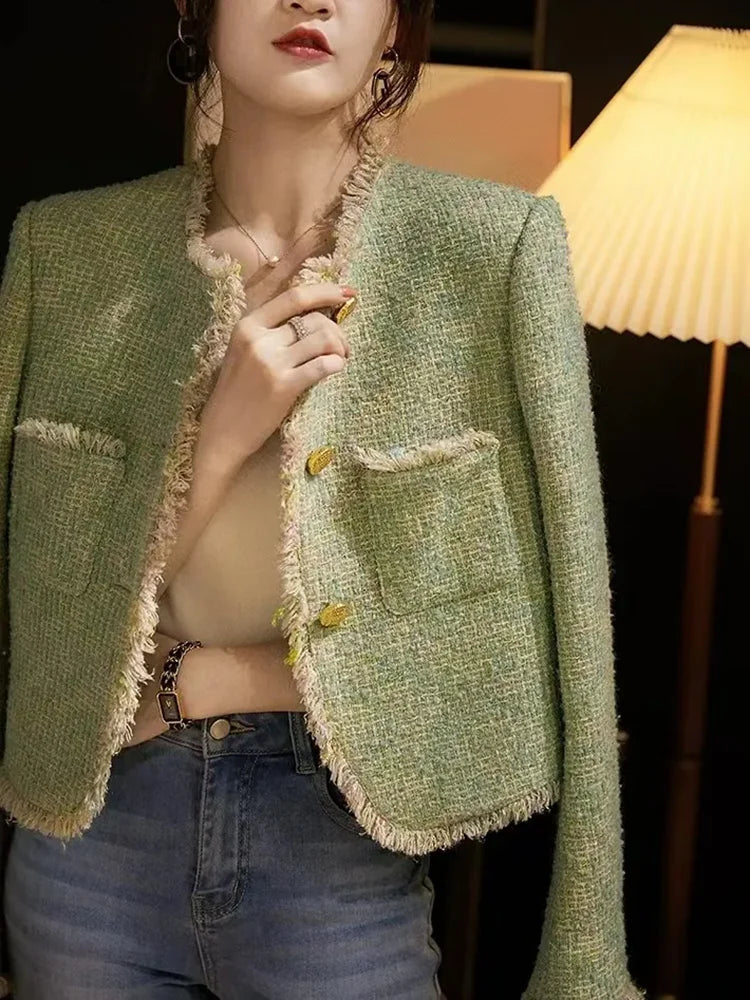 076 - Tweed Rundhalsjacke — Elegant & Casual