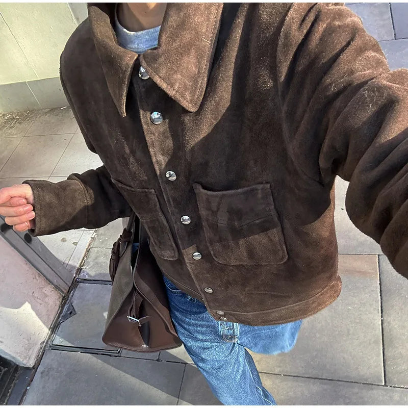 055 - Suede Bomber Jacket Damen – Modern & Stylisch