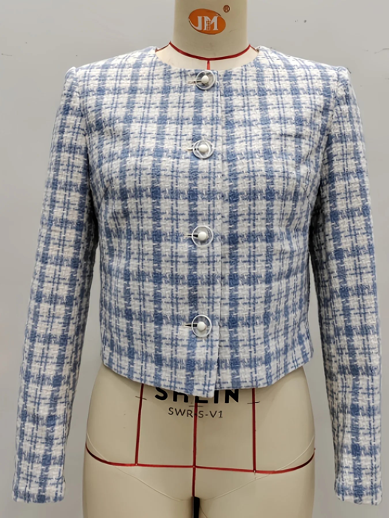 085 - Tweedjacke mit Hahnentritt-Print