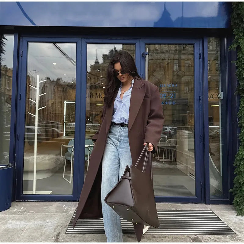 008 - Lange Wildlederjacke Damen – Modern & Elegant