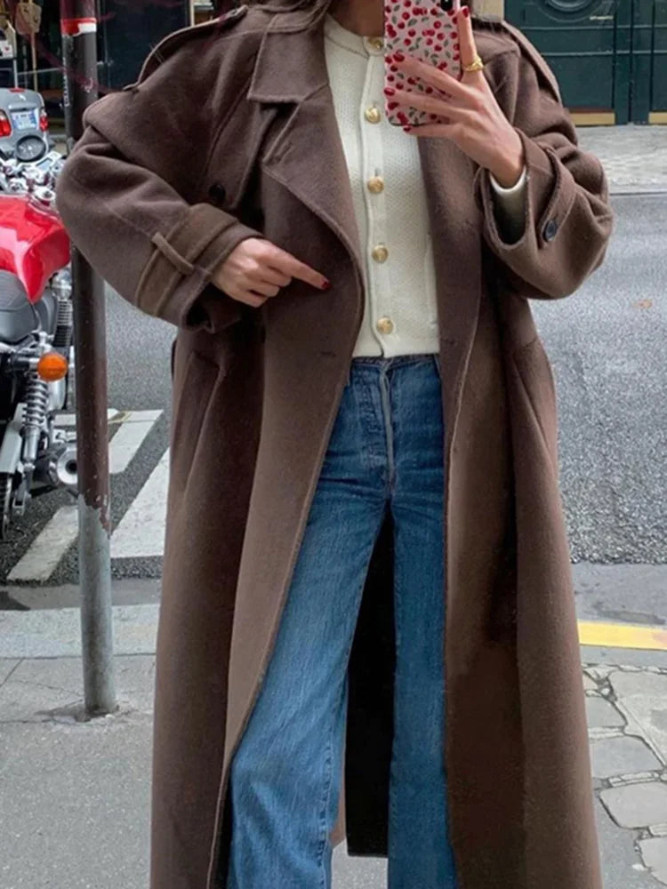 103 - Damen Zweireiher Mantel mit Revers