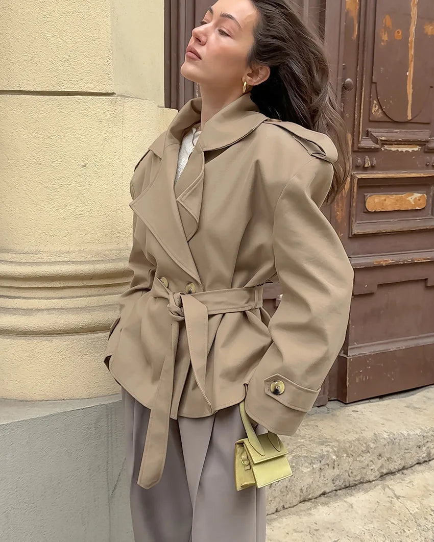 016 -  Bindegürtel Trenchcoat Damen – Elegant & Modern