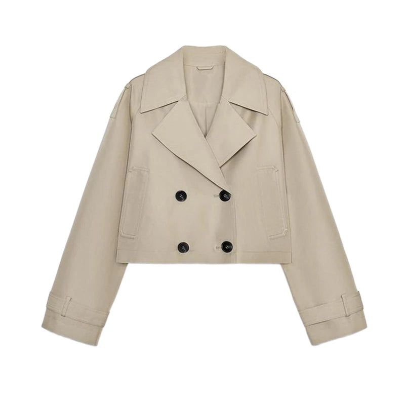072 - Kurzer Damen-Trenchcoat – Zweireihig & Modern