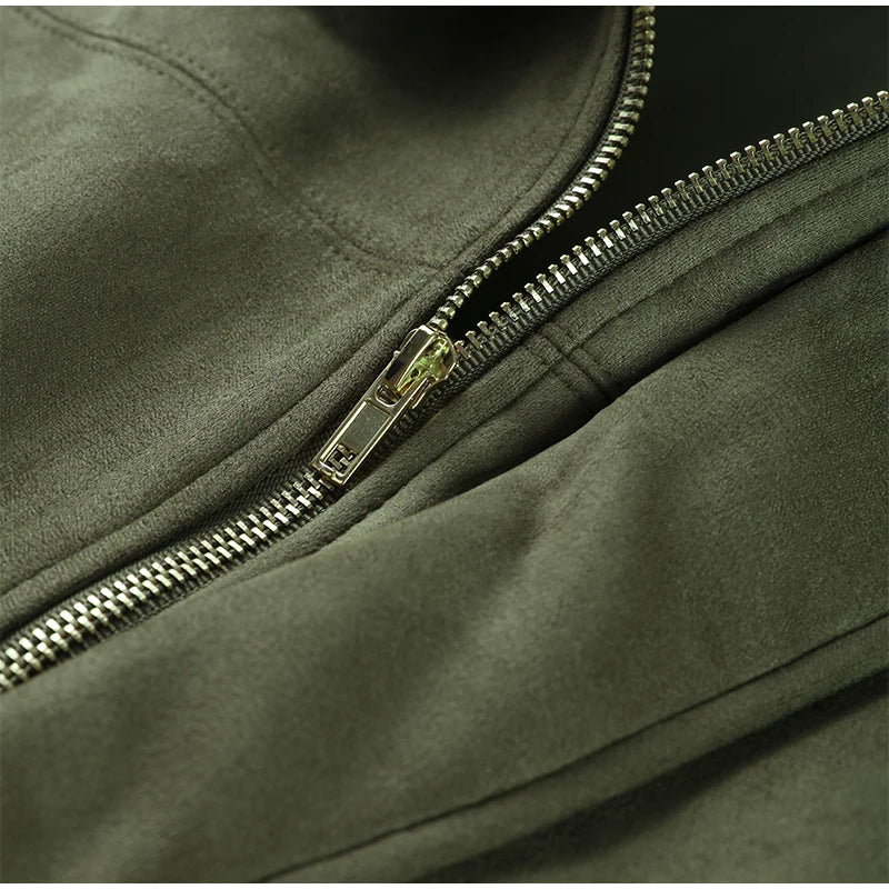 055 - Suede Bomber Jacket Damen – Modern & Stylisch