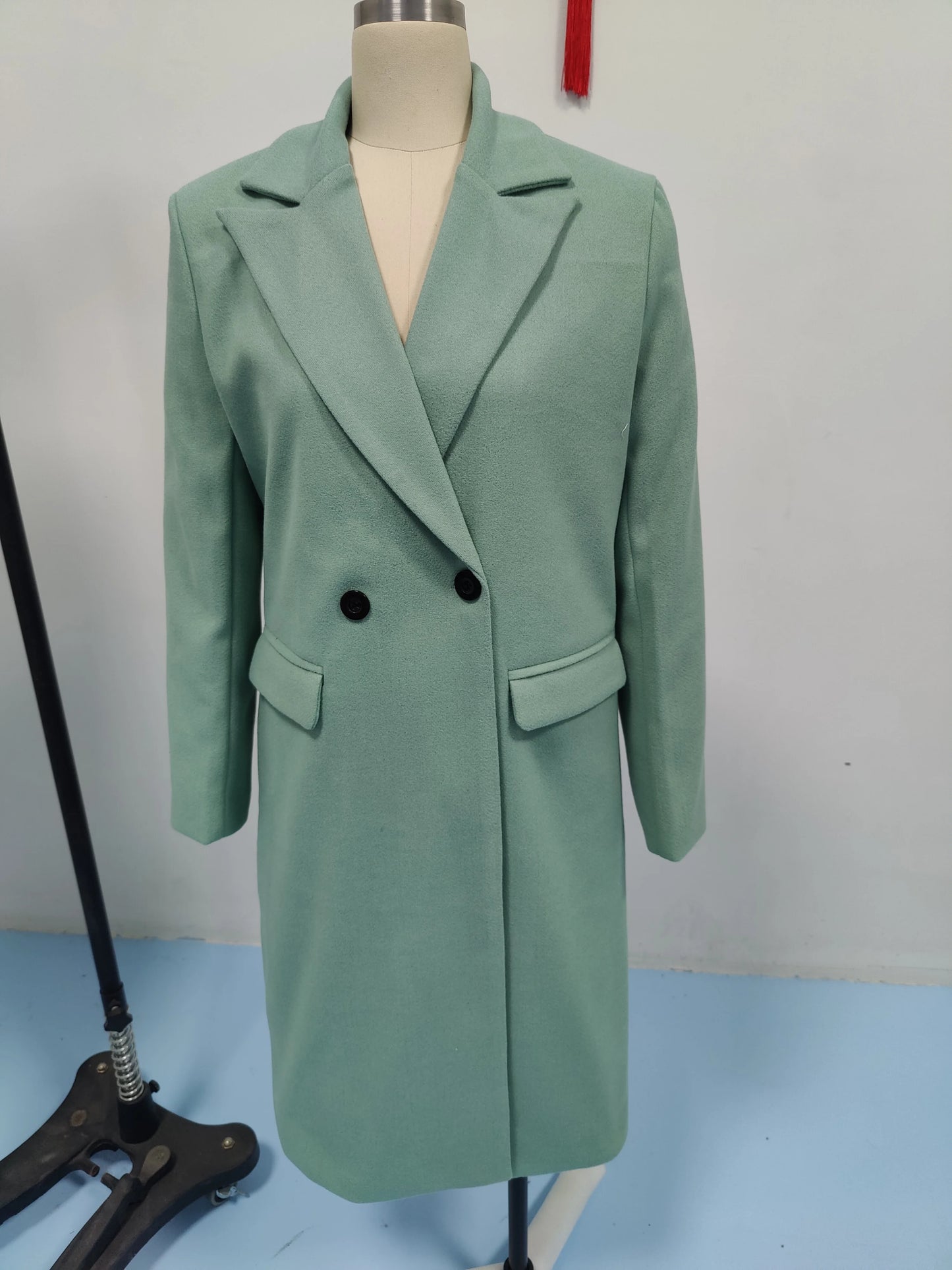 091 - Trenchcoat Damen Lang Zweireihig Wollmix